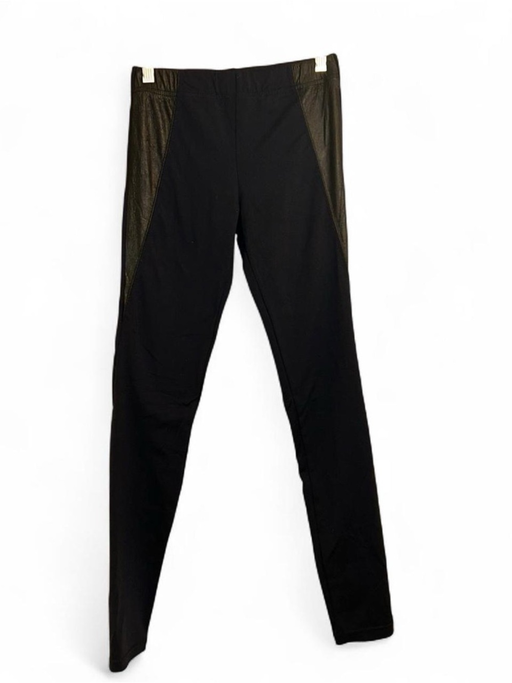 David Lerner Black Leggings with Faux Leather Panels